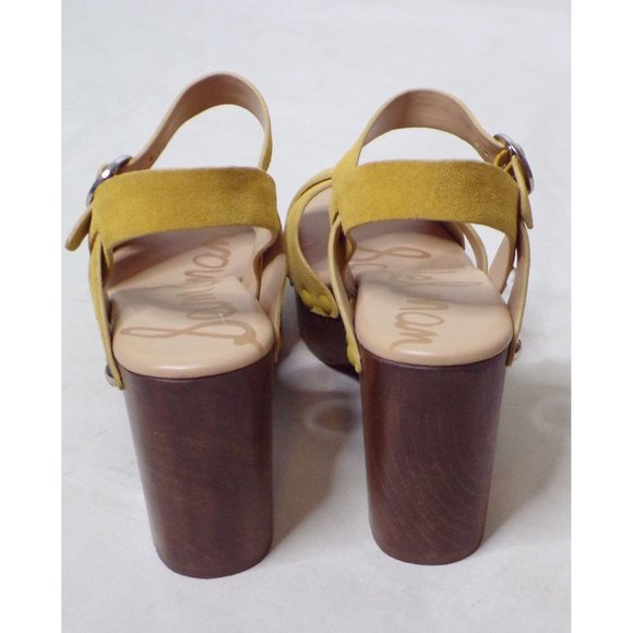 🆕 SAM EDELMAN Josefine Platform Block Heel Sandal Shoes Mustard 9 - Picture 9 of 13